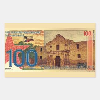 2025 100 Centigram Gold Aurum Texas The Alamo Rectangular Sticker