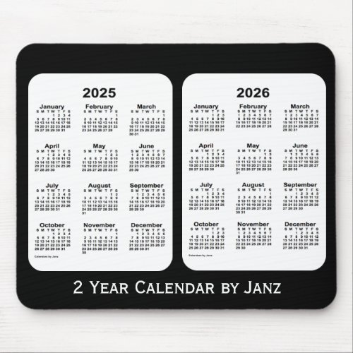 2025_2026 Black and White 2 Year Calendar by Janz Mouse Pad