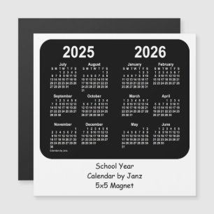 2025-2026 Black and White School Calendar by Janz