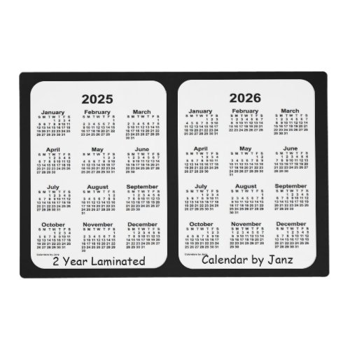 2025_2026 Black Neon Laminated  Calendar by Janz Placemat