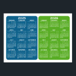 2025 2026 Calendar - Basic Minimal  2 year Poster<br><div class="desc">A basic calendar in simple colors. A standard look for your home office or school locker. A simple full year at a glance calendar to use all year long.</div>