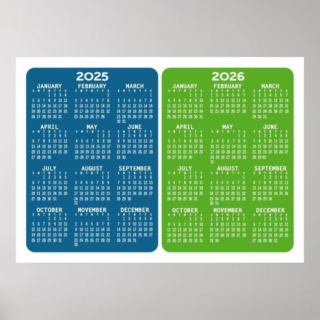 2025 2026 Calendar - Basic Minimal  2 year Poster (Front)