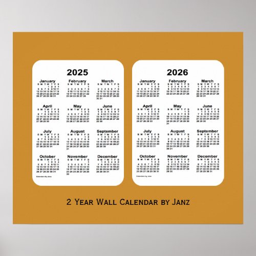 2025_2026 Gold 2 Year Wall Calendar by Janz Poster