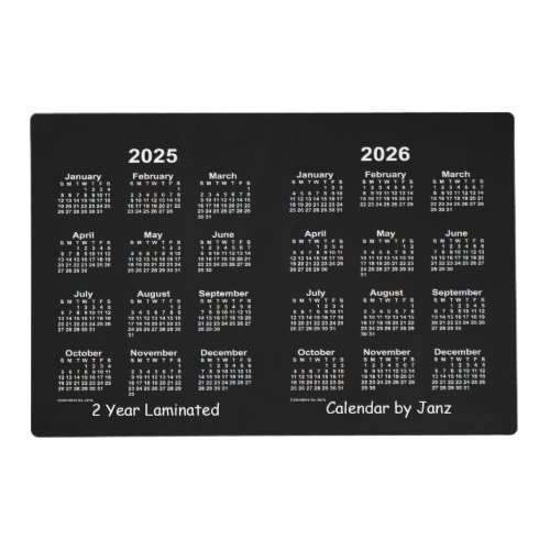 2025_2026 Neon White Laminated  Calendar by Janz Placemat