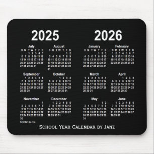 2025-2026 Neon White School Calendar by Janz Mouse Pad