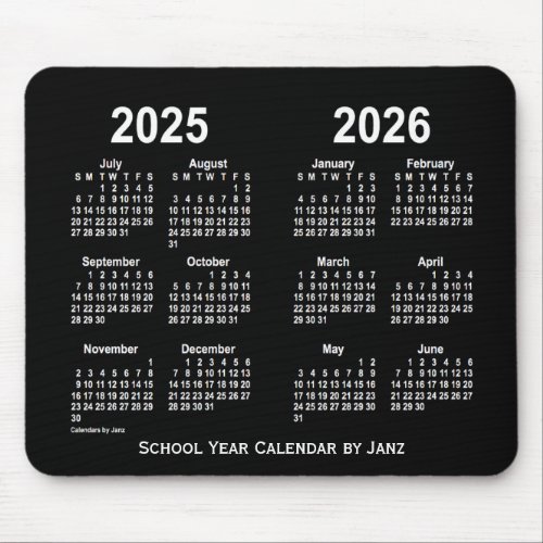 2025_2026 Neon White School Calendar by Janz Mouse Pad