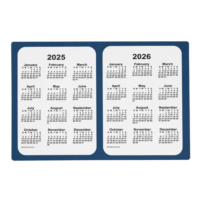 20252026 Police Box Blue 2 Year Calendar by Janz Placemat Zazzle