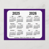 2025-2026 Purple Mini School Year Calendar by Janz
