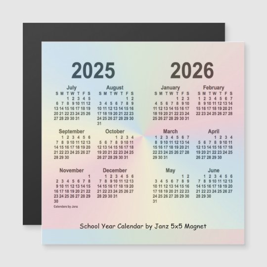 20252026 Rainbow School Year Calendar by Janz Zazzle