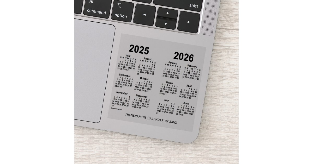 20252026 Transparent Calendar by Janz Sticker Zazzle