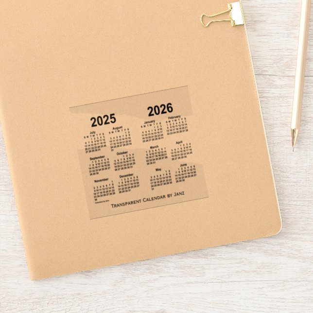2025-2026 Transparent Calendar by Janz Sticker (Notebook)