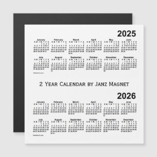 2025-2026 White 2 Year Calendar by Janz Magnet