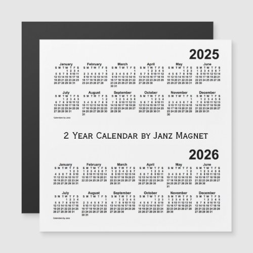 2025_2026 White 2 Year Calendar by Janz Magnet