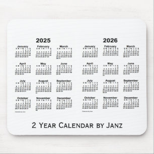 2025-2026 White 2 Year Calendar by Janz Mousepad