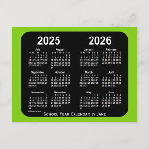 2025-2026 Yellowgreen Neon School Calendar by Janz Postcard