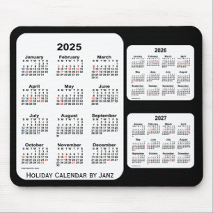 2025-2027 Black 3 Year Holiday Calendar by Janz Mouse Pad