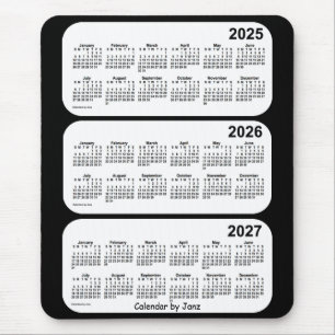 2025-2027 Black and White 3 Year Calendar by Janz Mouse Pad