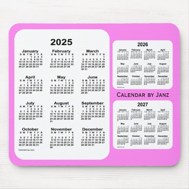 2025-2027 Violet 3 Year Calendar by Janz Mouse Pad (Front)
