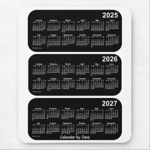 2025-2027 White Neon 3 Year Calendar by Janz Mouse Pad