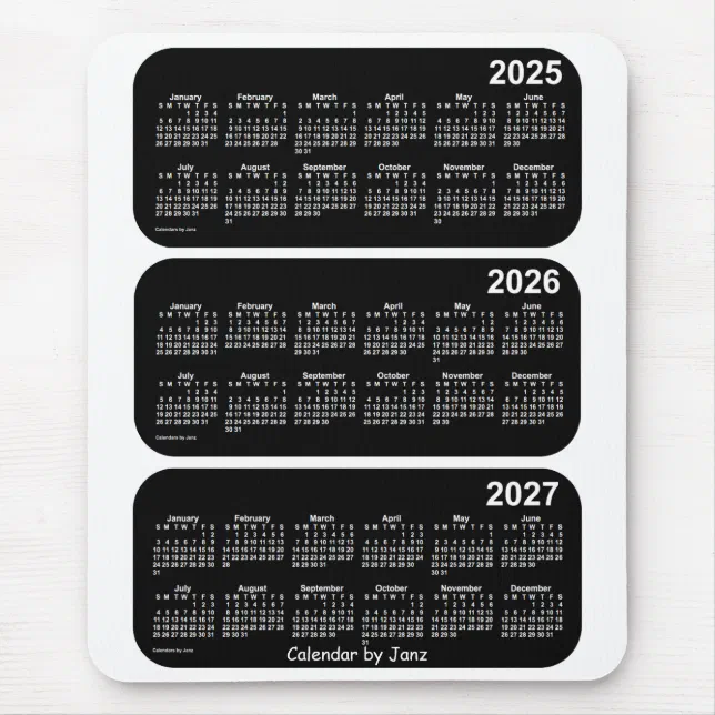 2025-2027 White Neon 3 Year Calendar by Janz Mouse Pad | Zazzle