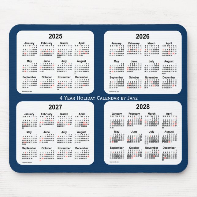 2025-2028 Police Box Blue Holiday Calendar by Janz Mouse Pad (Front)