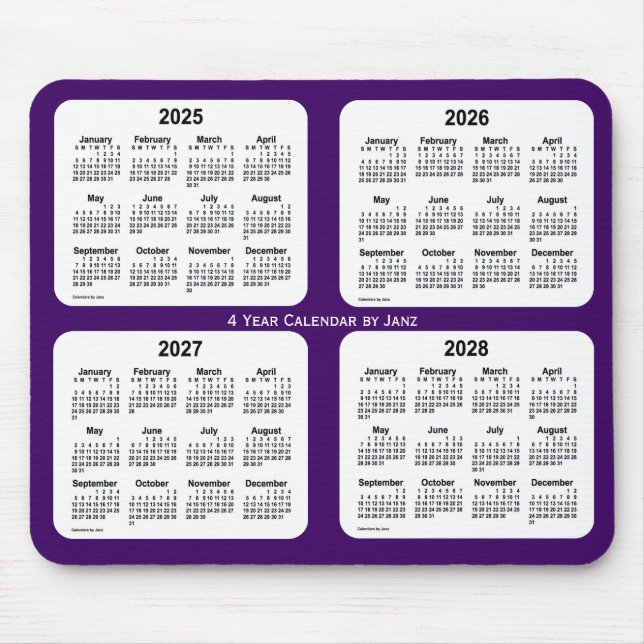 2025-2028 Purple 4 Year Calendar by Janz Mouse Pad (Front)