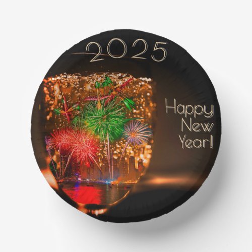 2025  202x wishes with fireworks and bubbles paper bowls