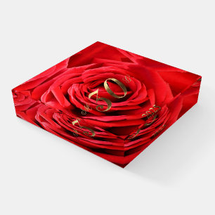 2025 30th Wedding Anniversary Red Roses Heart Paperweight