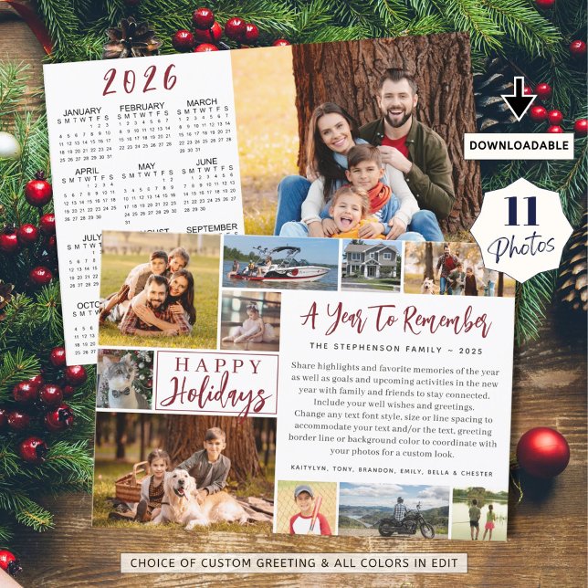 2025 A Year To Remember 11 Photo 2026 Calendar Holiday Card (Creator Uploaded)