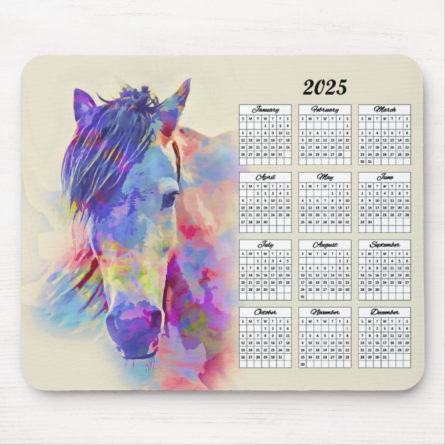 2025 Abstract Horse Calendar Mouse Pad (Front)
