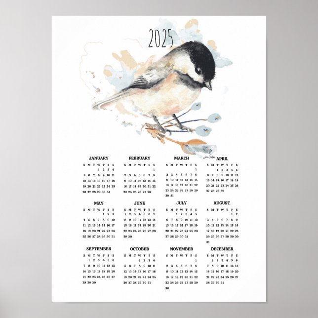 2025 Adorable Chickadee Poster Calendar (Front)