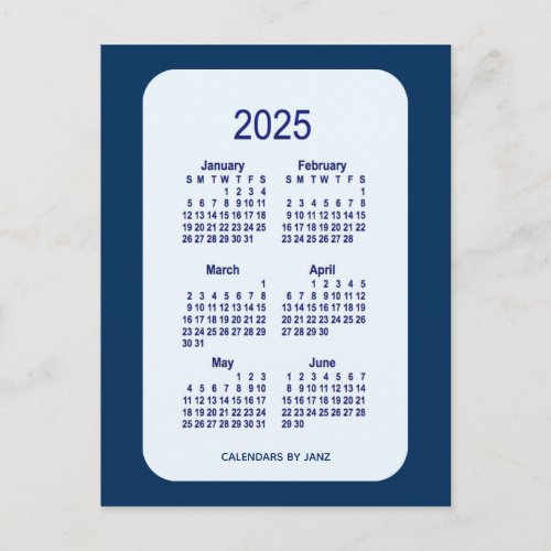 2025 Alice Blue 6 Month Mini Calendar by Janz Postcard