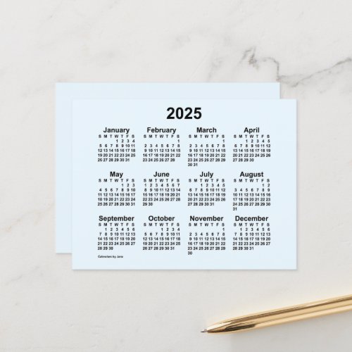 2025 Alice Blue Mini Calendar by Janz Postcard