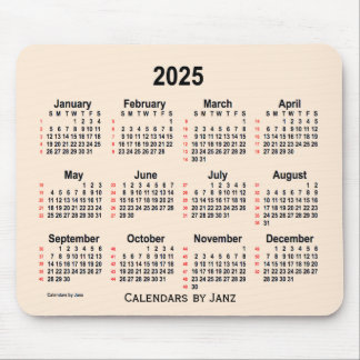 2025 Antique White 52 Weeks Calendar by Janz Mouse Pad