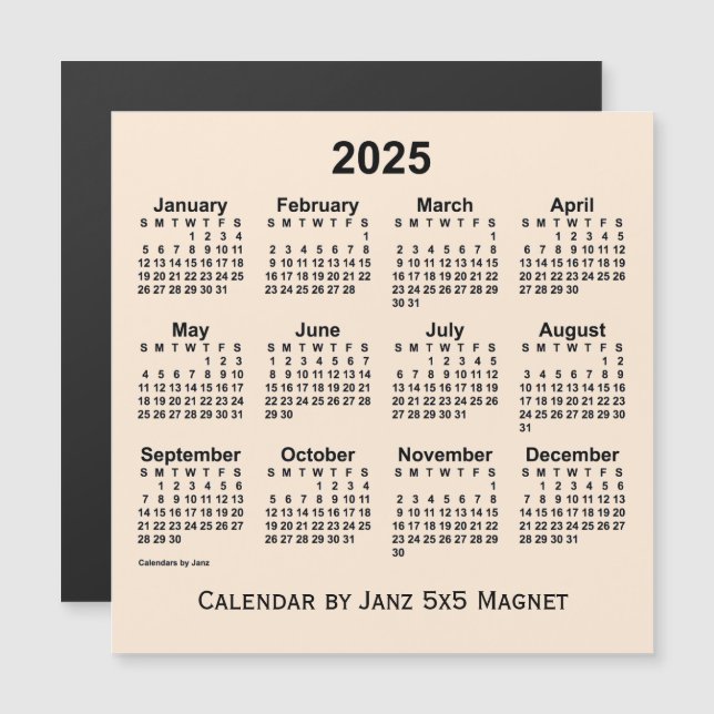 2025 Antique White Calendar by Janz 5x5 Magnet (Front/Back)