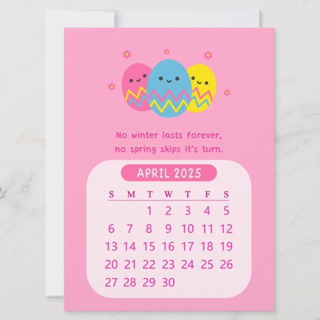 2025 April Monthly Motivational Easter Calendar Invitation (Front)