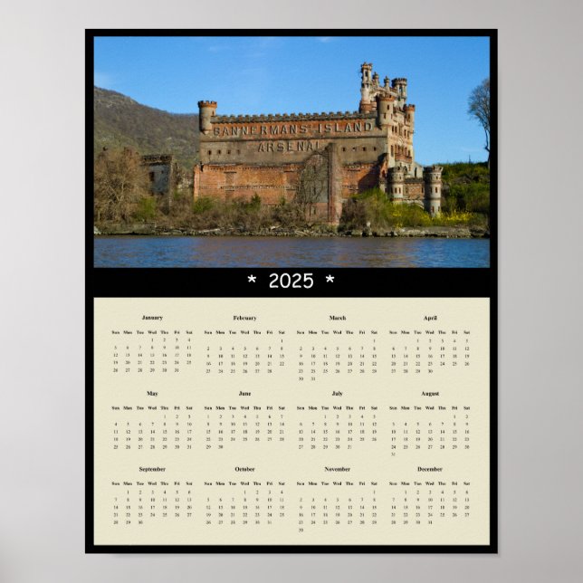 2025 Bannerman Island Castle Wall Calendar Poster (Front)