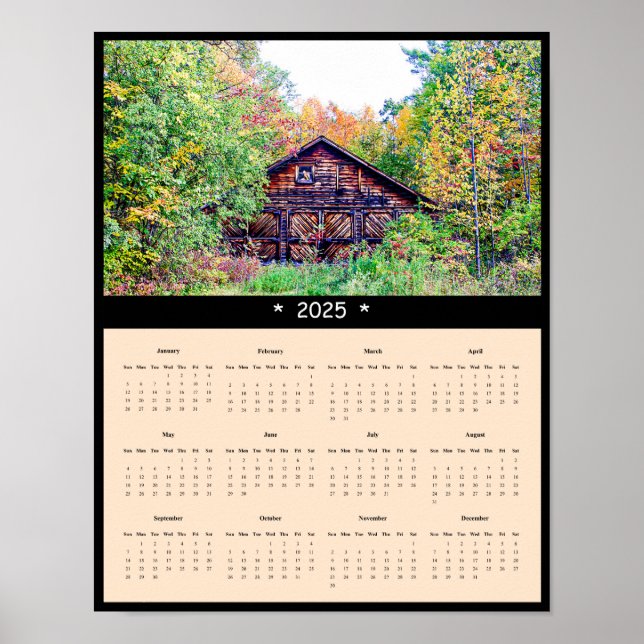 2025 Barn in Fall Wall Calendar Poster (Front)