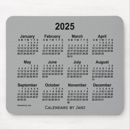 2025 Battleship Gray Calendar by Janz Mouse Pad