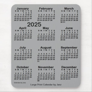 2025 Battleship Gray Large Print Calendar by Janz Mouse Pad