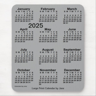 2025 Battleship Gray Large Print Calendar by Janz Mouse Pad