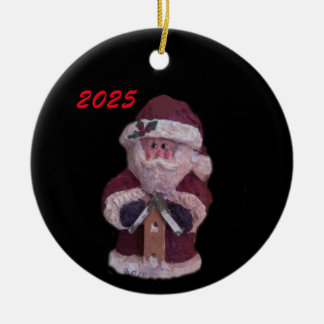 2025 BIRDHOUSE SANTA CHRISTMAS  CERAMIC ORNAMENT