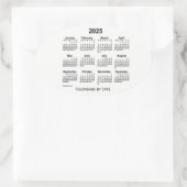 2025 Black and White Calendar by Janz Oval Sticker | Zazzle