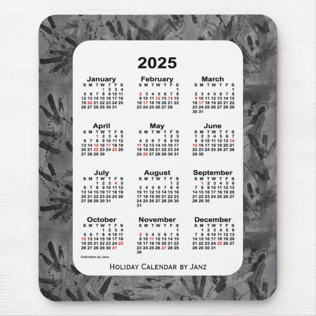 2025 Black Art Holiday Calendar by Janz Mouse Pad (Front)