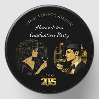 2025 Black Gold Cocktail & Caps Graduation Party Mini Candle Favors