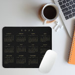 2025 Black Gold Full Year Calendar Home Office Mouse Pad<br><div class="desc">Custom,  beautiful elegant faux gold script typography on black,  yearly 2025 full year calendar,  dust and stain resistant mousepad with non-slip back,  for home and office. Makes a great custom gift for friends,  family,  peers,  co-workers,  employee,  staff,  for holidays,  christmas,  new years.</div>