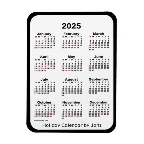 2025 Black Holiday Calendar by Janz Magnet