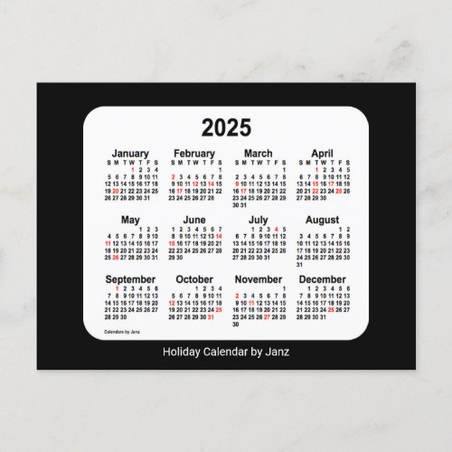 2025 Black Holiday Mini Calendar by Janz