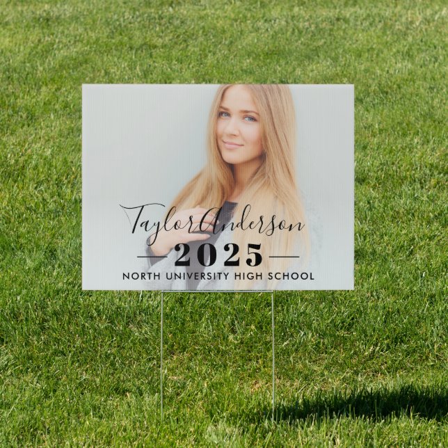 2025 Black Modern Minimalist Photo Graduation Sign (Insitu)