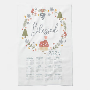 2025 Blessed Tea Towel Calendar Country Wreath